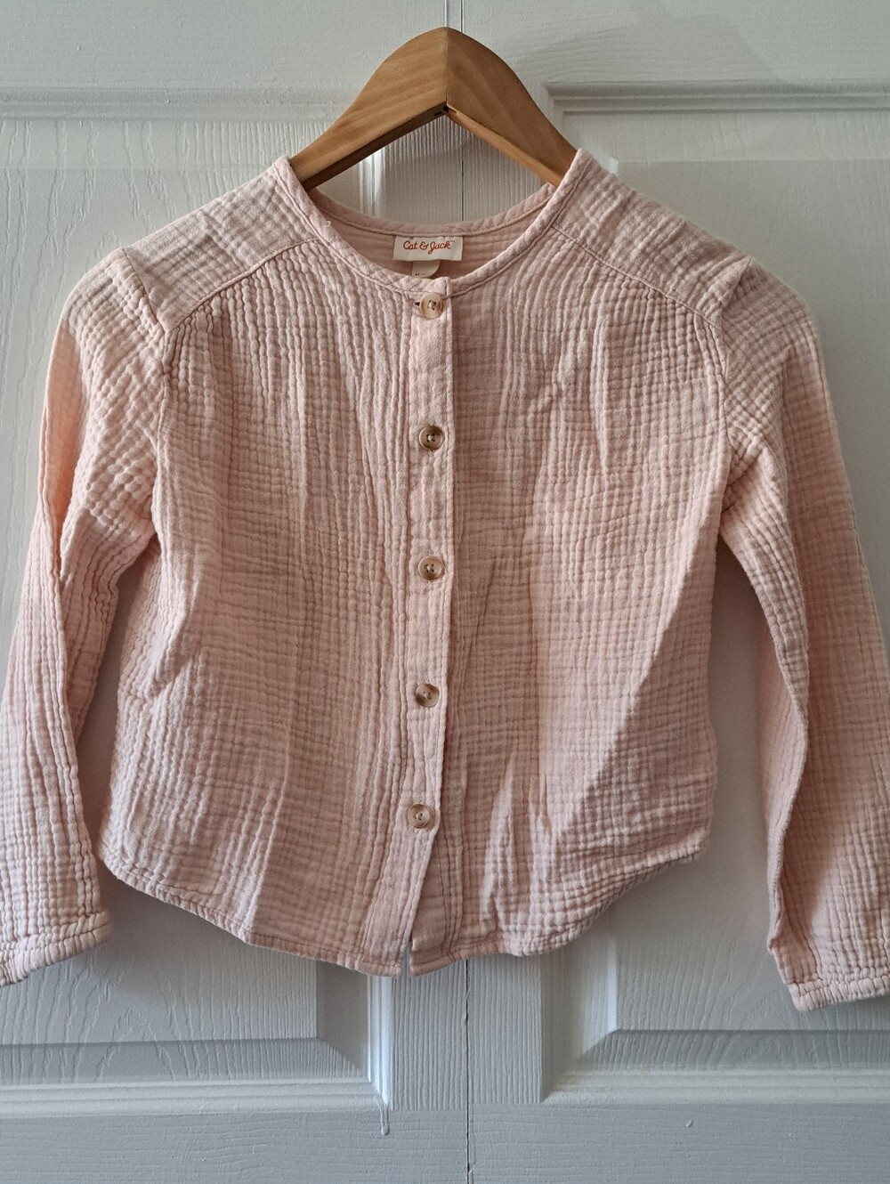 Cat & Jack Pale Pink Girls' Button-Front Gauze Shirt